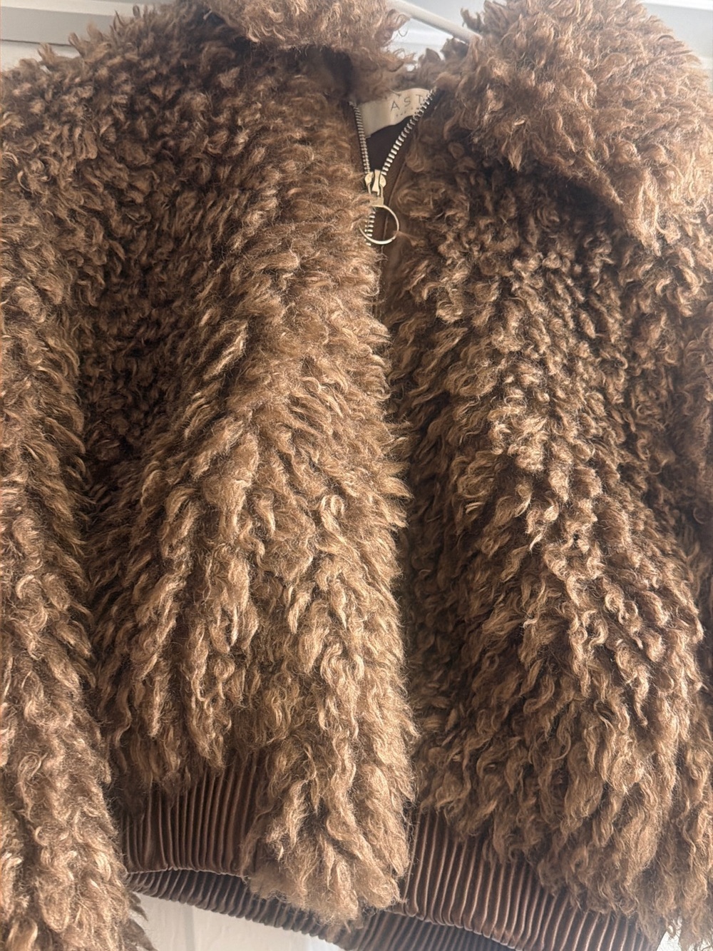 Astr Brown Teddy Faux Fur Jacket - Plush Zip Front